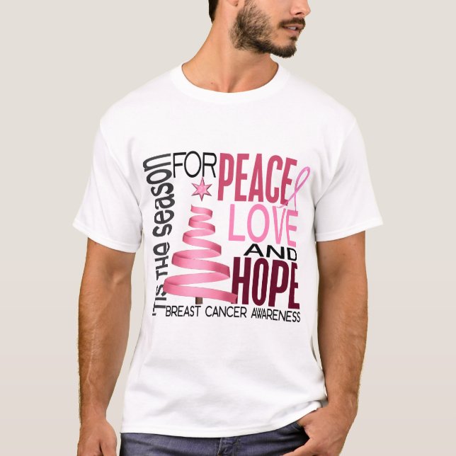 T-shirt Cancer du sein de vacances de Noël d'espoir (Devant)