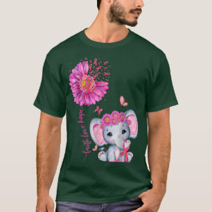 T-shirt Cancer Du Sein Eléphane Mélange Avec Tournesol Et