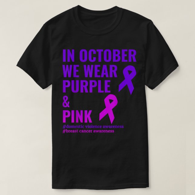 T-shirt Cancer du sein et sensibilisation à la violence do (Design devant)