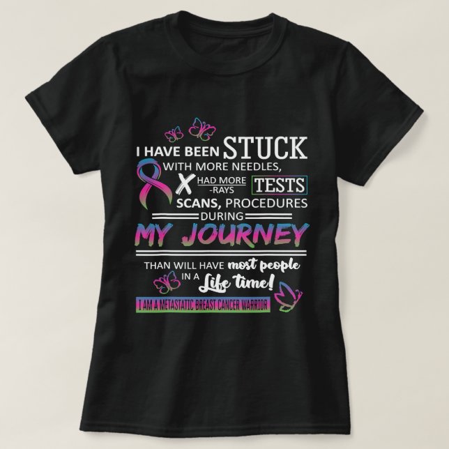 T-shirt Cancer Du Sein Mon Voyage Je Suis Un Sein Métastat (Design devant)