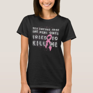 T-shirt Cancer du sein oui ils sont faux (la grunge)