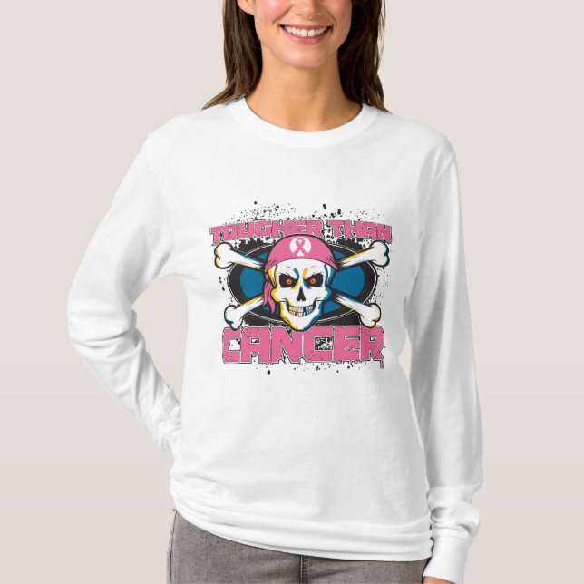 T-shirt Cancer du sein plus dur que le crâne de Cancer (Devant)