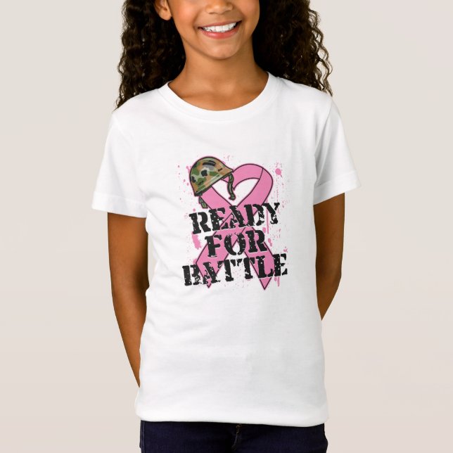 T-Shirt Cancer du sein prêt pour la bataille (Devant)