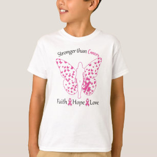 T-shirt Cancer du sein rose, plus fort que le papillon can