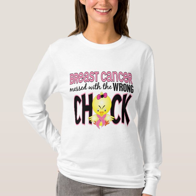 T-shirt Cancer du sein sali avec le poussin faux (Devant)
