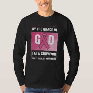 T-shirt Cancer du sein Survivant Par la grâce chrétienne d