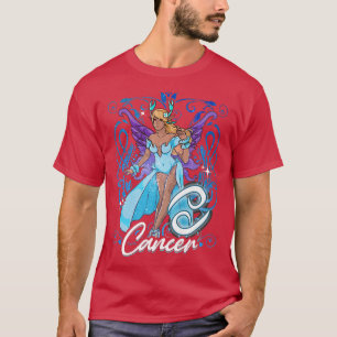 T-shirt Cancer Fée Zodiac Anniversaire Anime Fairies Noir 