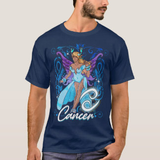 T-shirt Cancer Fée Zodiac Anniversaire Anime Fairies Noir 