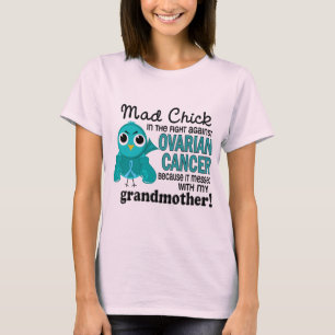 T-shirt Cancer ovarien de grand-mère folle du poussin 2