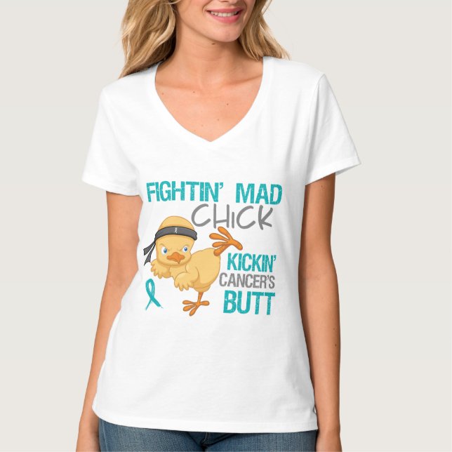 T-shirt Cancer ovarien de poussin de Fightin (Devant)