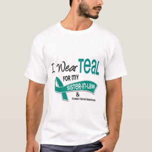 T-shirt Cancer ovarien JE PORTE TEAL POUR MA BELLE-SOEUR