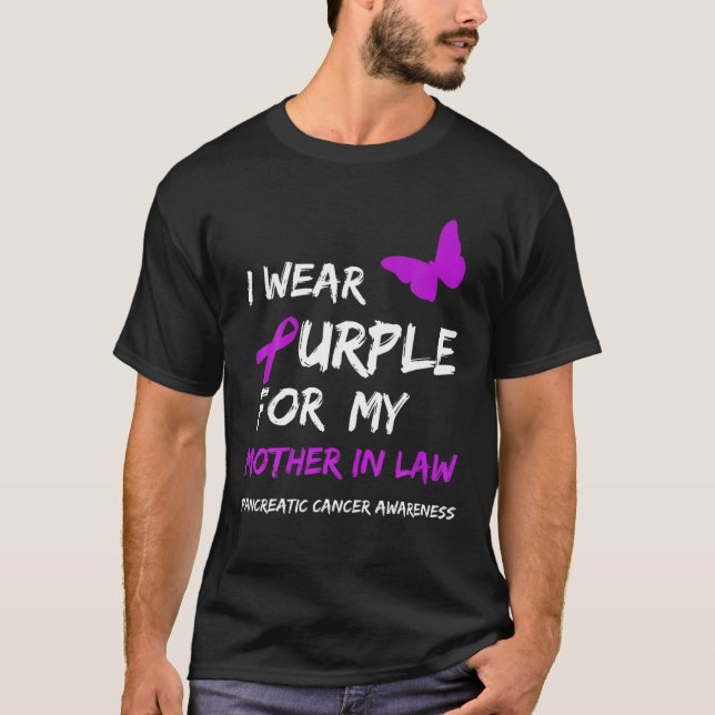 T-shirt Cancer pancréatique Je porte le pourpre pour ma mè (Devant)