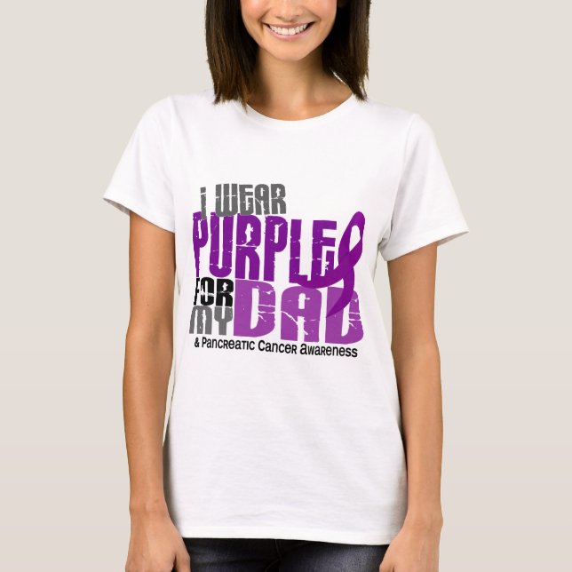 T-shirt Cancer pancréatique je porte le pourpre pour mon (Devant)