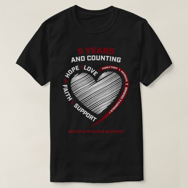 T-shirt Cancer Sans 5 ans Cadeaux de survivants Myélome mu (Design devant)