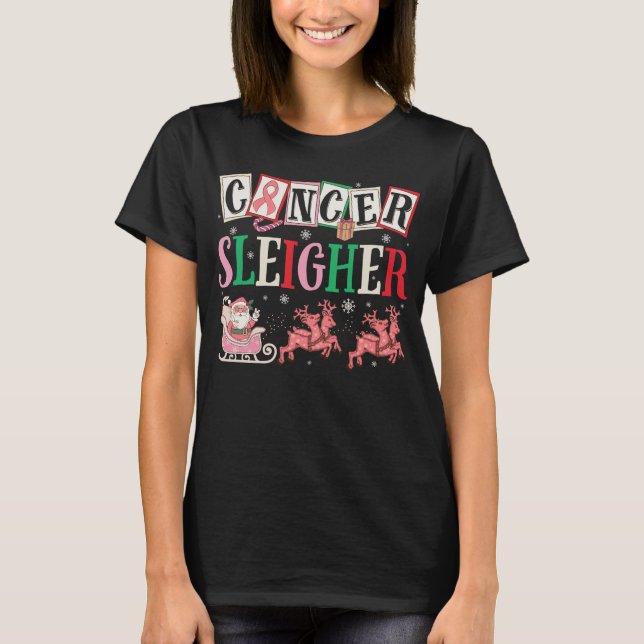 T-shirt Cancer Sleighter Noël Père Noël Cancer utérin (Devant)