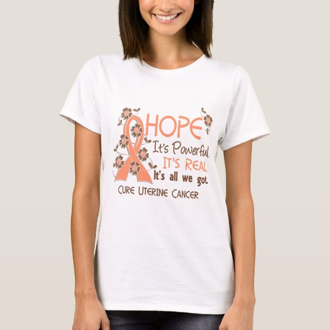 T-shirt Cancer utérin de ruban de fleur d'espoir (Devant)