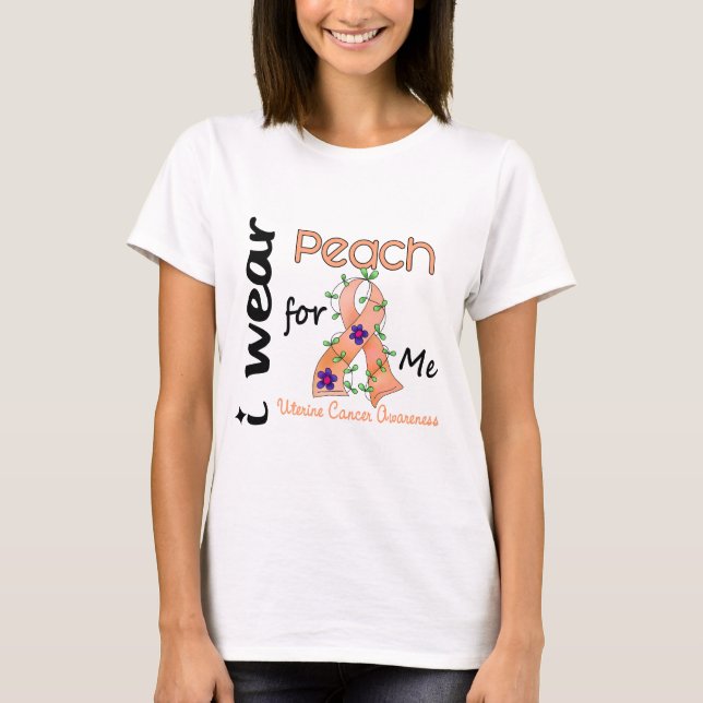 T-shirt Cancer utérin je porte la pêche pour MOI 43 (Devant)