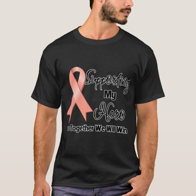 T-shirt Cancer utérin soutenant mon héros (Devant)