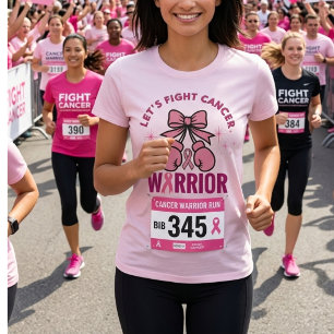 T-Shirt Cancer Warrior Ruban Rose Luttons