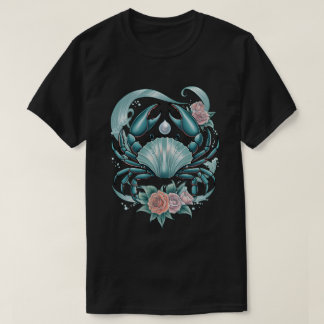 T-shirt Cancer Zodiac - Cerf mystique avec perle et roses
