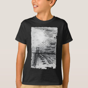 T-shirt Cancun Beach noir et blanc nuageux