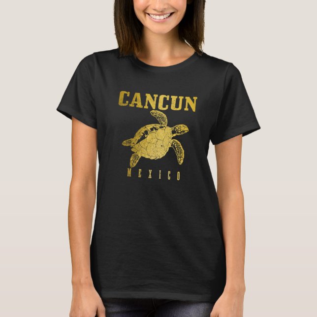 T-shirt Cancun Mexico Sea Turtle Beach Scuba Diving Diver  (Devant)