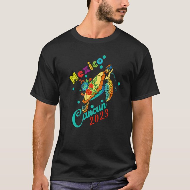 T-shirt Cancun Mexico Tie Dye Sea Turtle Family Matching V (Devant)
