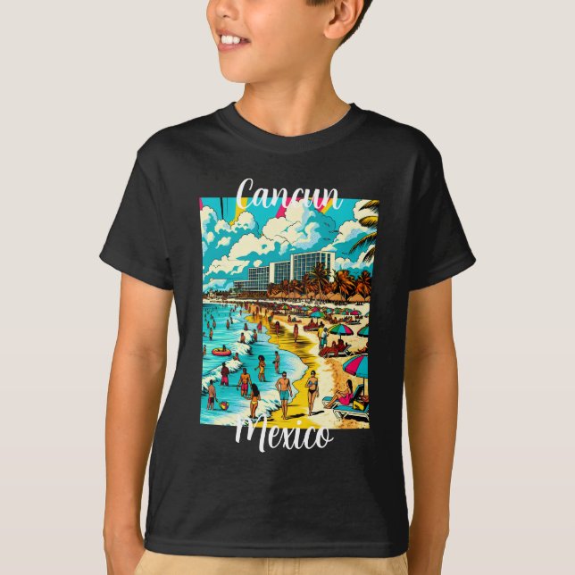 T-shirt Cancun, Mexique avec une Vibe pop art (Devant)