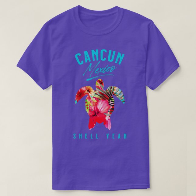 T-shirt Cancun Mexique Hibiscus tropicaux Fleurs de mer To (Design devant)
