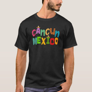 T-shirt Cancun Mexique Sombrero Typographie colorée