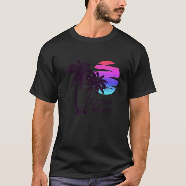 T-shirt Cancun Plage Mexico Vacances été Palmiers Soleil (Devant)