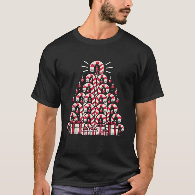 T-shirt Candy Cane Christmas Tree Xmas For Men Women Kids  (Devant)