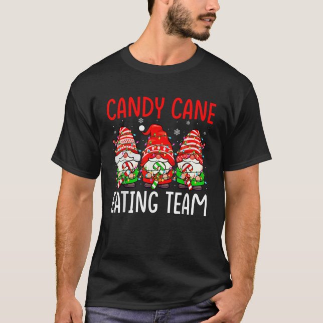 T-shirt Candy Cane Eating Team Christmas Three Gnomes Love (Devant)