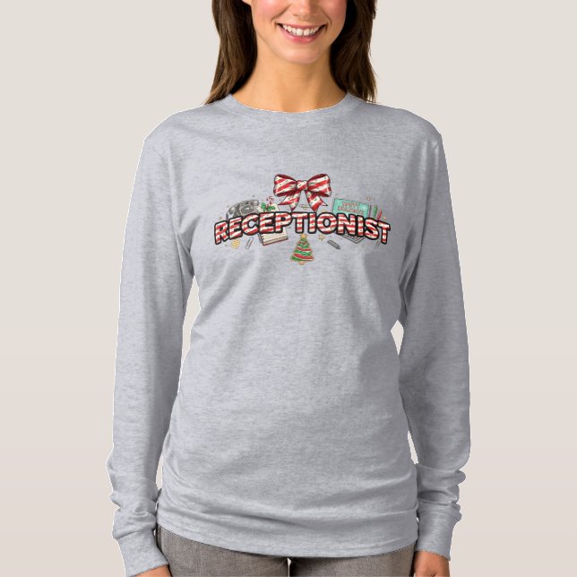 T-shirt Candy Cane Font for Receptionists, Festive Office  (Devant)