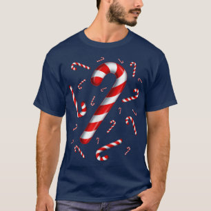 T-shirt Candy Cane Merry and Bright Red and White Candy Co