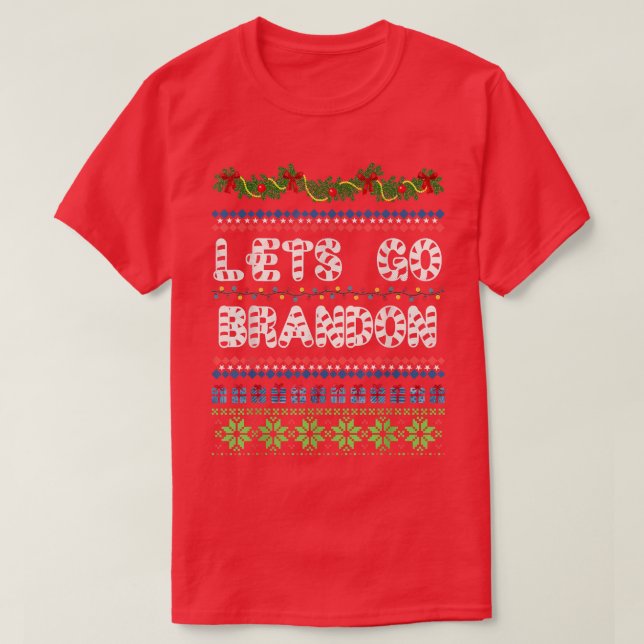 T-shirt Candy Canes GoBrandon Sarcastic Meme Ugly Christma (Design devant)