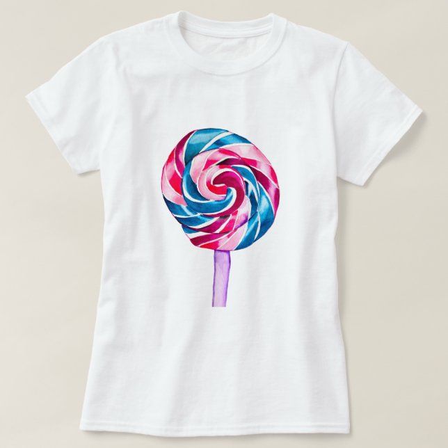 T-shirt Candy lollipop aquarelle art sucré (Design devant)