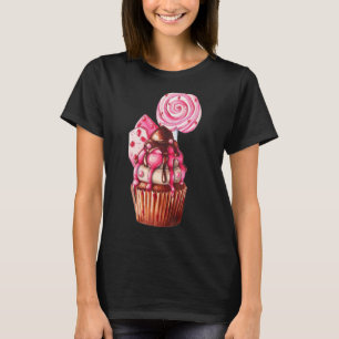 T-shirt Candy rose Chocolat Cupcake Durée de vie Alimentat