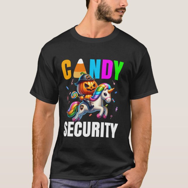 T-shirt Candy Sécurité Fantôme Citrouille Halloween Papa M (Devant)