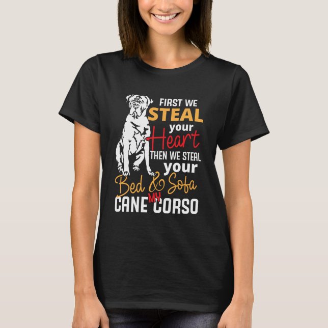 T-shirt Cane Corso Heart Bed Canapé Slogan (Devant)
