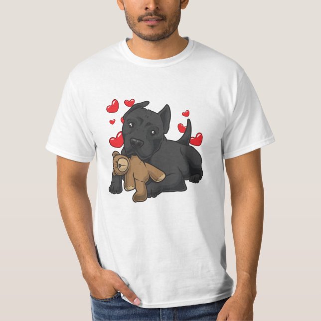T-shirt Cane Corso Italiano avec animal en peluche (Devant)