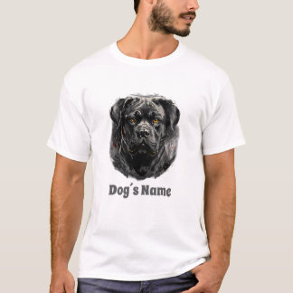 T-shirt Cane Corso noir et blanc Portrait Silhouette