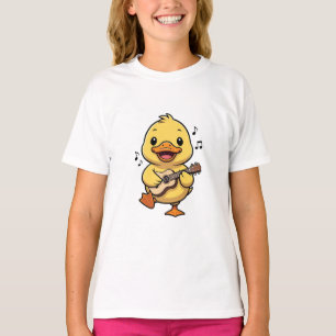 T-shirt Caneton musical jouant de l'ukulele pour enfants