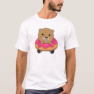 T-shirt Canettes de castor doux Donut rose