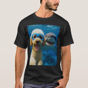 T-shirt Caniche Drôle Selfie de Chien avec les Amoureux de