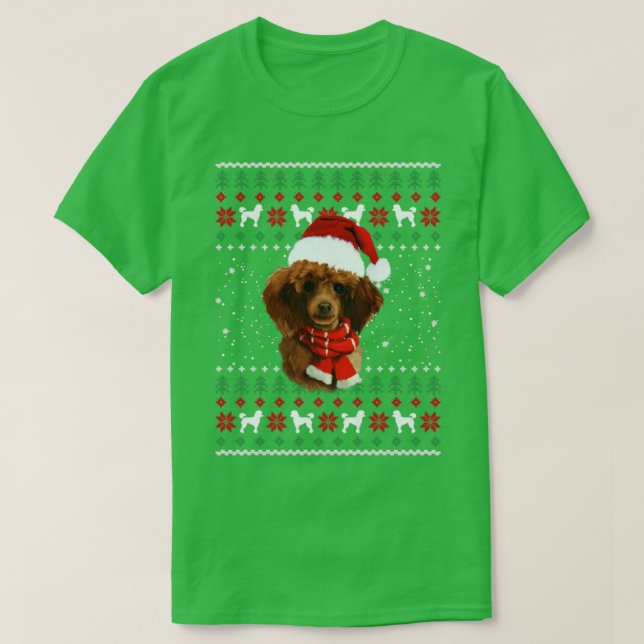T-shirt Caniche Joyeux Noël Caniche Mignon Chien (Design devant)