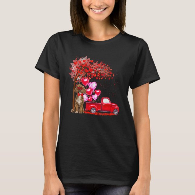 T-shirt Caniche Lunettes de soleil Coeurs Arbre Ramassage  (Devant)
