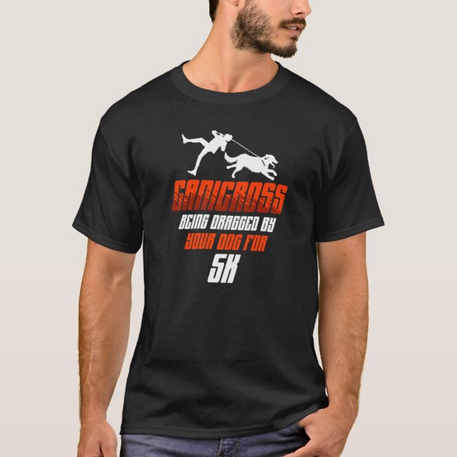 T-shirt Canicross En Train D'Être Dragué Pour 5 000 Chiens (Devant)