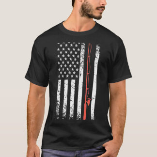 T-shirt Canne à pêche américaine drapeau pêcheur