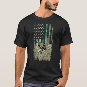 T-shirt Canne à pêche Bass Camo Drapeau américain USA Pois
